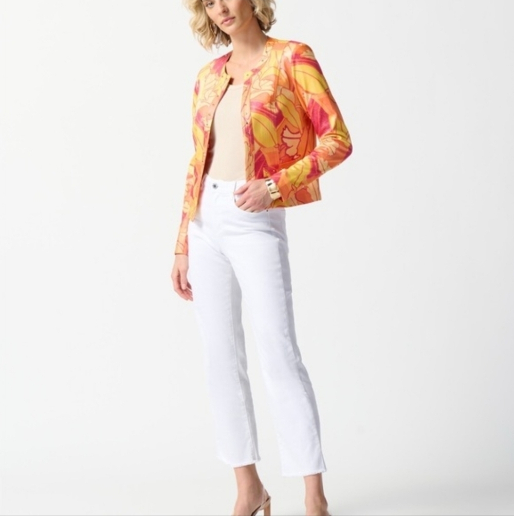 Joseph Ribkoff NWTs Tropical Print Faux Leather Jacket